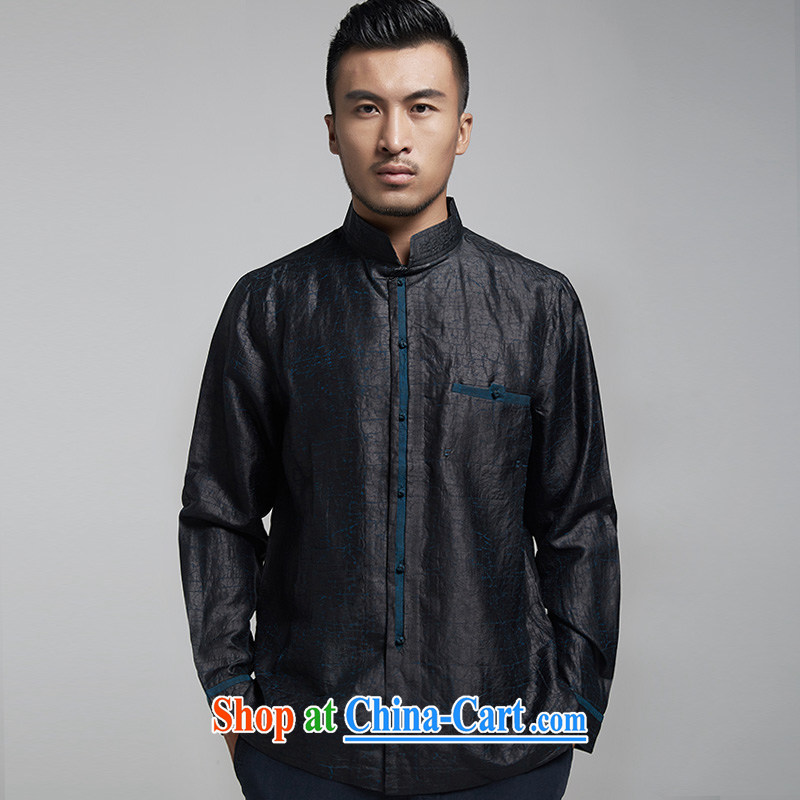 De-tong, the 2015 original incense cloud by Chinese men and long-sleeved T-shirt is silk Chinese domestic Chinese China wind black XXL, wind, and shopping on the Internet
