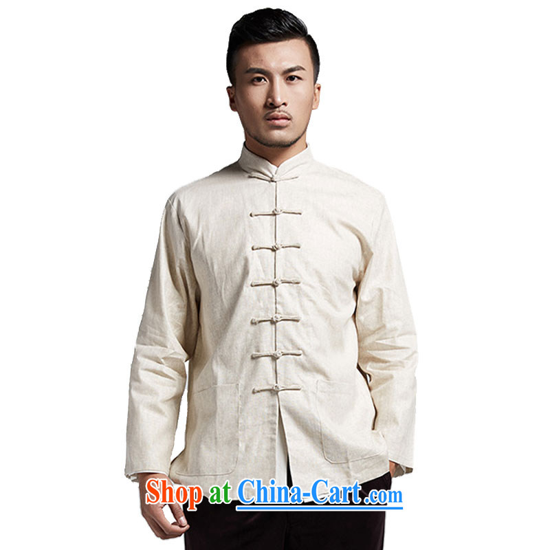 De-tong of the Commission diligently tang on men's solid Spring and Autumn T-shirt long-sleeved T-shirt China wind male Cornhusk yellow 4 XL, wind, and shopping on the Internet