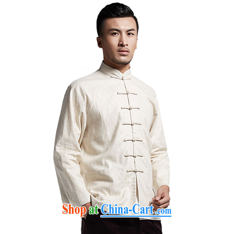 De-tong of the Commission diligently tang on men's solid Spring and Autumn T-shirt long-sleeved T-shirt China wind male Cornhusk yellow 4 XL, wind, and shopping on the Internet