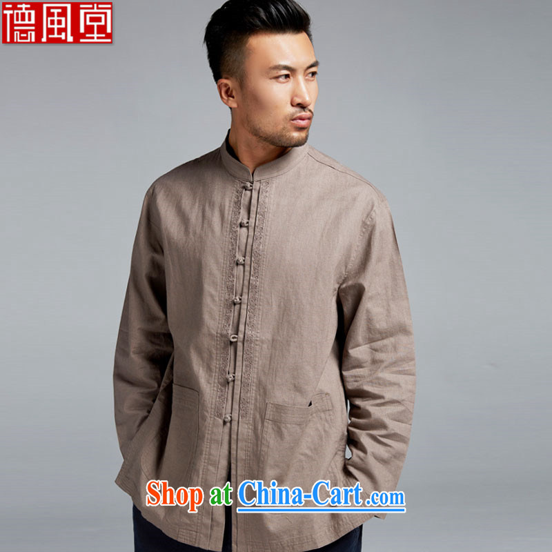 De-tong Kim winter 2015 cotton the breathable long-sleeved T-shirt Chinese, for Chinese men's T-shirt the older men and the Chinese wind brown XXXL, de-tong, and shopping on the Internet