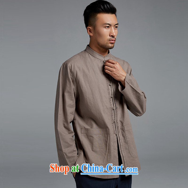 De-tong Kim winter 2015 cotton the breathable long-sleeved T-shirt Chinese, for Chinese men's T-shirt the older men and the Chinese wind brown XXXL, de-tong, and shopping on the Internet