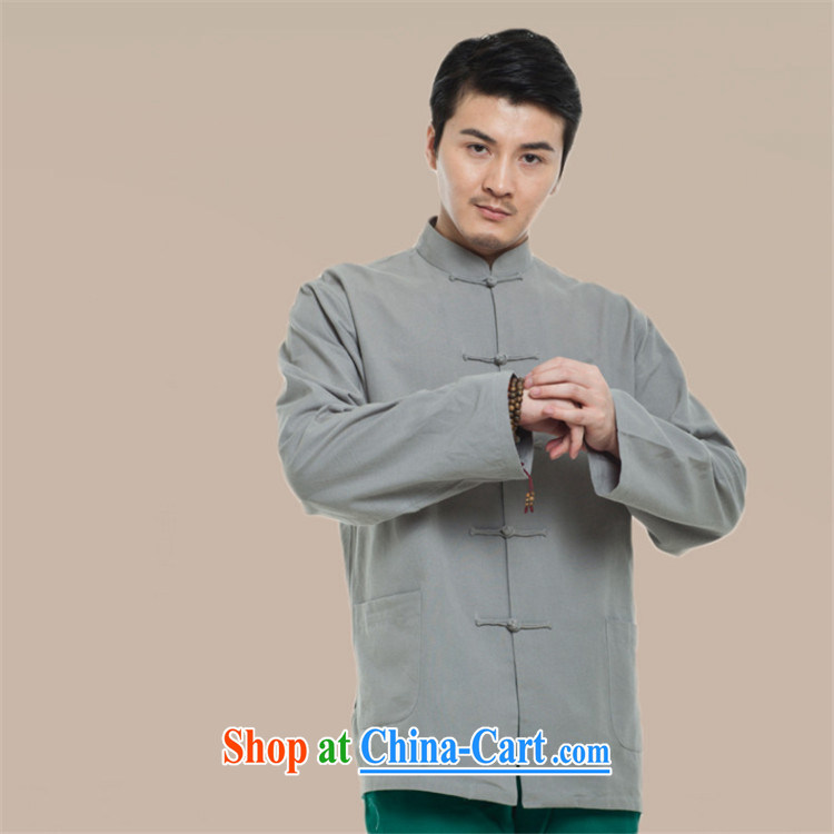 De-tong, Jacob, 2015 cotton muslin men Tang replace solid T-shirt Chinese long-sleeved T-shirt Chinese wind male white 4XL pictures, price, brand platters! Elections are good character, the national distribution, so why buy now enjoy more preferential! Health