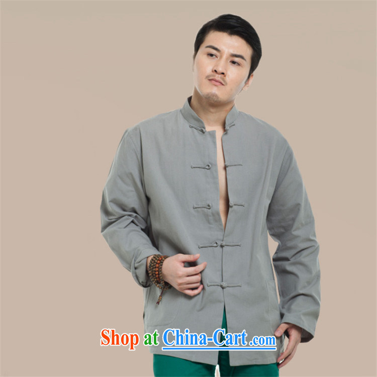 De-tong, Jacob, 2015 cotton muslin men Tang replace solid T-shirt Chinese long-sleeved T-shirt Chinese wind male white 4XL pictures, price, brand platters! Elections are good character, the national distribution, so why buy now enjoy more preferential! Health