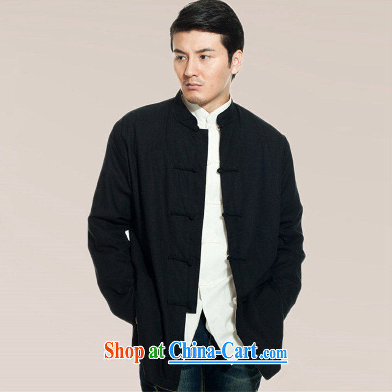 De-Church is not the central 2015 cotton Ma two-pass through Chinese male jacket Chinese traditional load value, China wind male black + Cornhusk yellow XXXL, de-tong, shopping on the Internet
