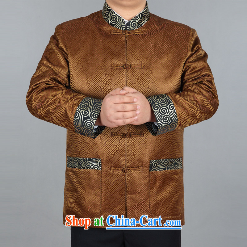 golden poppy mouse spring loaded Tang is in the Men's old t-shirt jacket Chinese jacket birthday clothing Chinese jacket jacket gold XXXL, the chestnut mouse (JINLISHU), shopping on the Internet