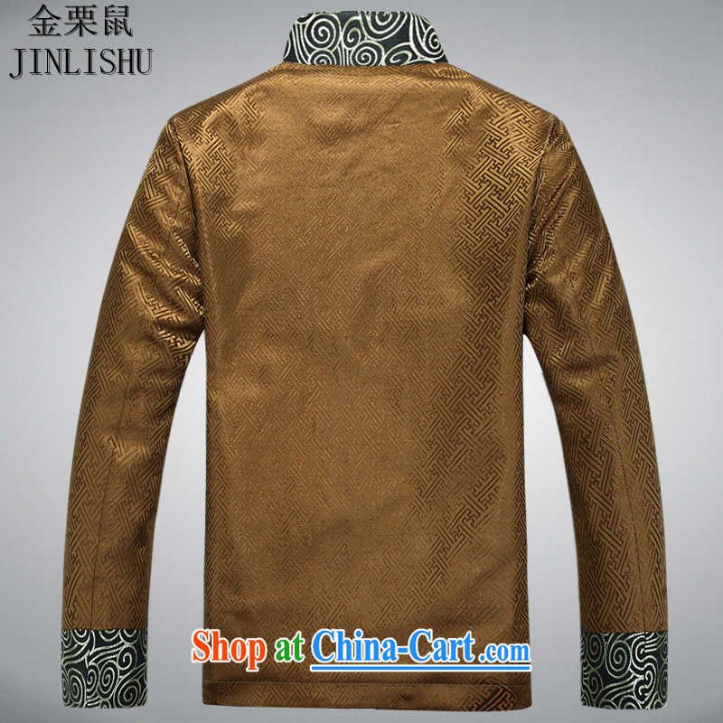 golden poppy mouse spring loaded Tang is in the Men's old t-shirt jacket Chinese jacket birthday clothing Chinese jacket jacket gold XXXL, the chestnut mouse (JINLISHU), shopping on the Internet