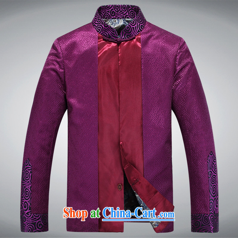 The chestnut mouse New Men's shawl tang on the collar smock Chinese Dress long-sleeved T-shirt clothing spring and fall jacket purple XXXL, the chestnut mouse (JINLISHU), online shopping