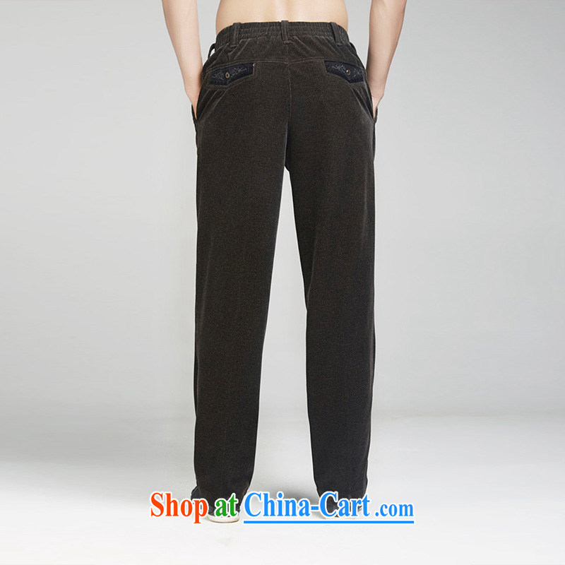 De-tong Woon 2015 autumn and winter pants Chinese men Tang with improved business Trouser press three-dimensional trim embroidery fine china wind and coffee-colored 52, de-tong, and shopping on the Internet