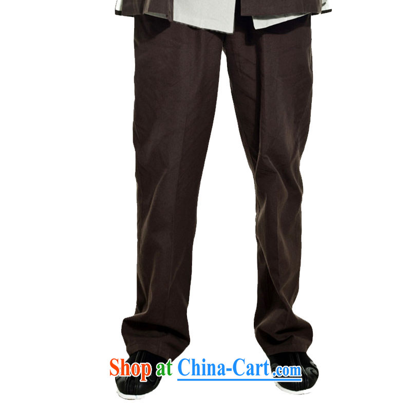De-tong in 2015 really cotton muslin Tension Spring and Autumn Chinese pants Chinese pants double-side pockets pristine Chinese Wind and dark coffee XL, de-tong, and shopping on the Internet