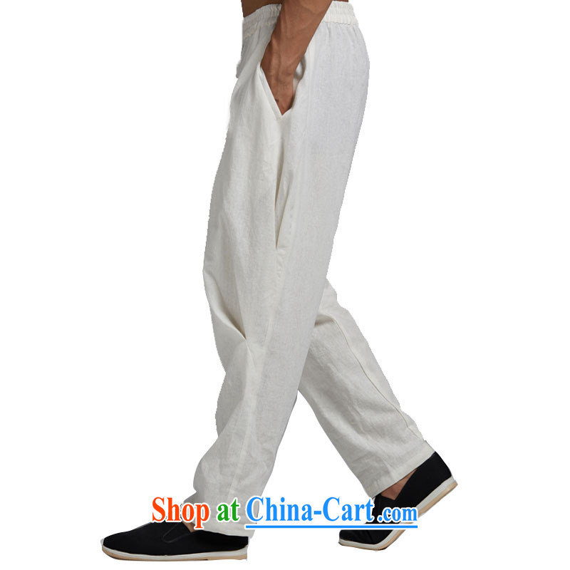 De-tong by cloud cotton the 2015 spring and summer Chinese men's trousers Chinese Harlan pants elasticated waist and stylish cool cool China wind white L/165, wind, and shopping on the Internet