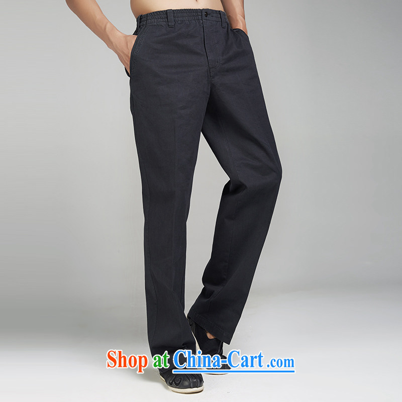 De-Tong Yun Xuan 2015 cotton pants autumn and winter Elasticated waist China wind Chinese men's trousers model is dark blue 52, de-tong, shopping on the Internet