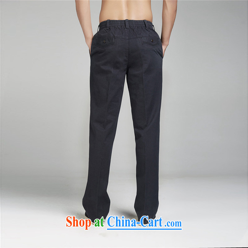 De-Tong Yun Xuan 2015 cotton pants autumn and winter Elasticated waist China wind Chinese men's trousers model is dark blue 52, de-tong, shopping on the Internet
