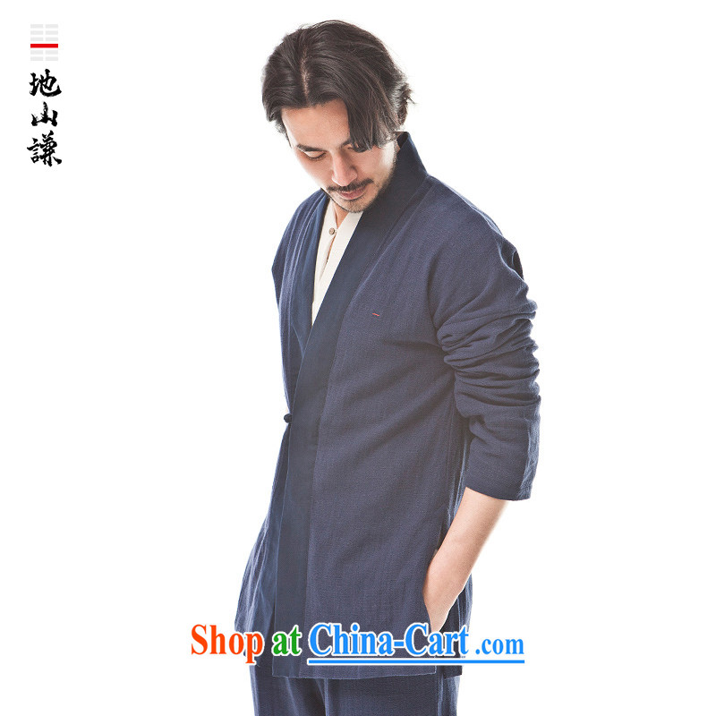To him, Chinese wind innovation, served on T-shirt Chinese Zen T-shirt men's stylish ethnic wind leisure jacket, dark blue (XXL), mountain-him, and shopping on the Internet