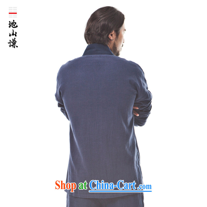To him, Chinese wind innovation, served on T-shirt Chinese Zen T-shirt men's stylish ethnic wind leisure jacket, dark blue (XXL), mountain-him, and shopping on the Internet
