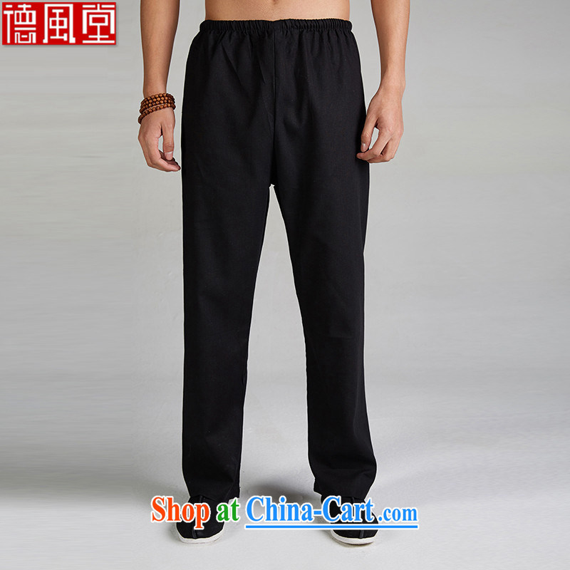 De-mist Tong 2015 cotton the Chinese men's pants elasticated straps jogging home, trouser press and Lightweight breathable China wind men's black M, wind, and, on-line shopping