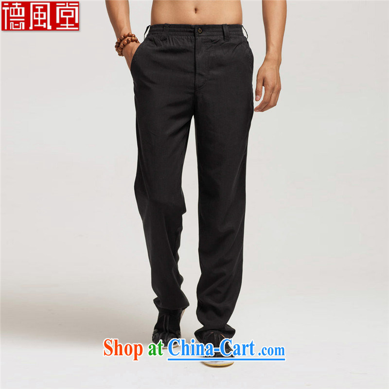 De-tong day line 2015 days, Chinese men's trousers Chinese elasticated trousers summer, ultra-china wind trousers black XXXL