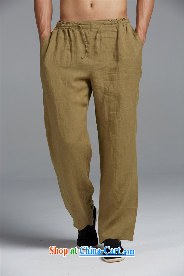 De-tong High?ramie Chinese men's 2015 summer trousers Chinese elastic leisure men's trousers China wind yellow and green XXXL pictures, price, brand platters! Elections are good character, the national distribution, so why buy now enjoy more preferential! Health