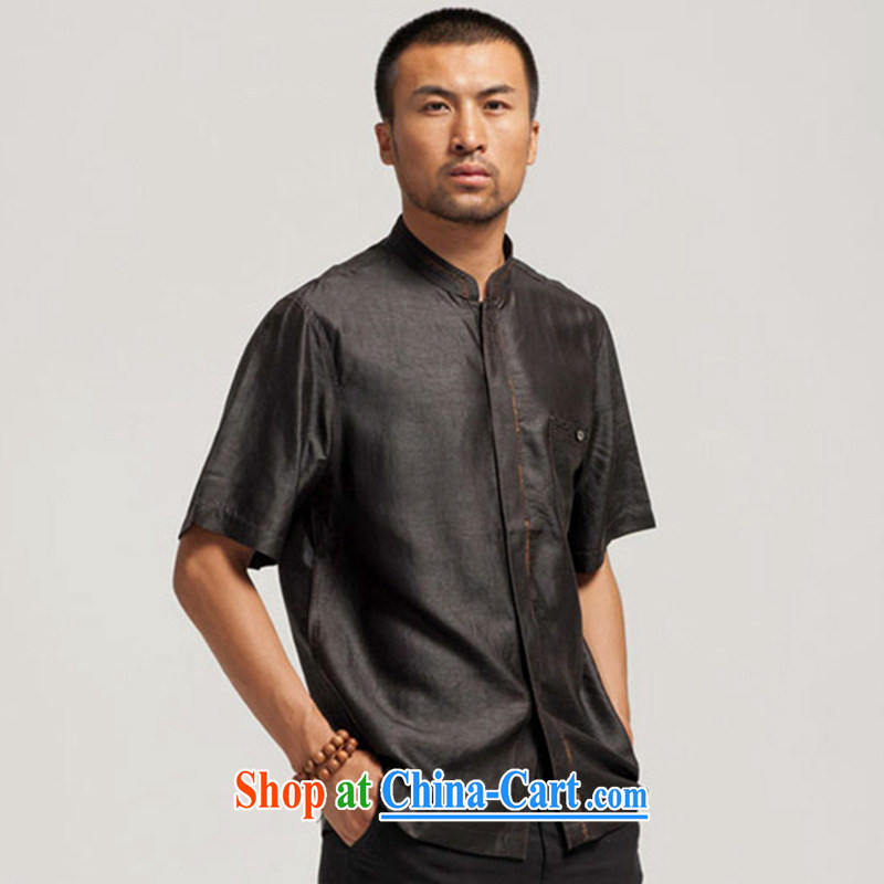 De-Tong Chun, Jacob silk incense cloud yarn Tang on summer short-sleeved T-shirt Chinese shirt China wind men's black XXL, de-tong, shopping on the Internet
