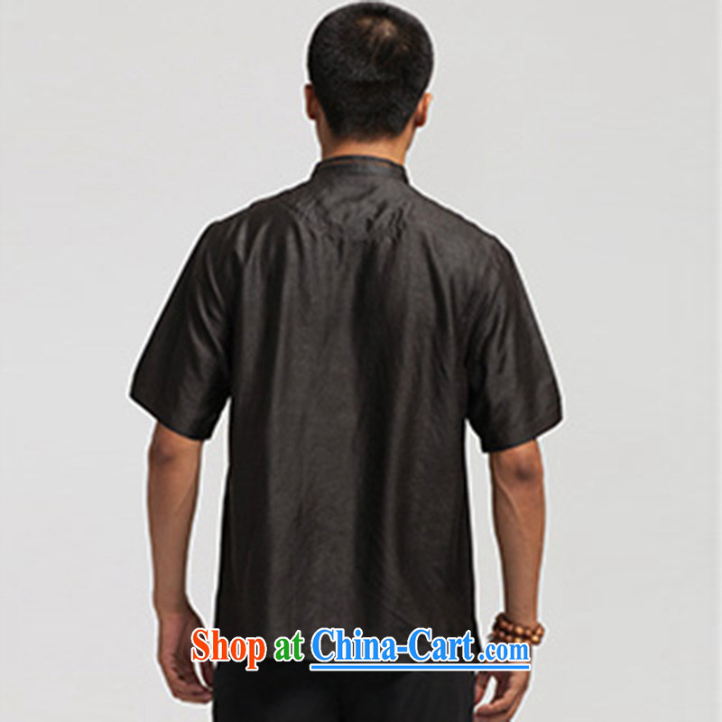 De-Tong Chun, Jacob silk incense cloud yarn Tang on summer short-sleeved T-shirt Chinese shirt China wind men's black XXL, de-tong, shopping on the Internet