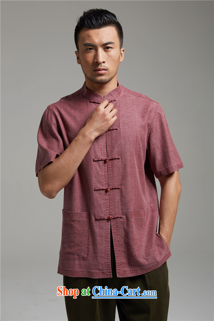 De-tong dust-free middle-aged man with short T-shirt cotton mA short-sleeved summer 2015 new Chinese Wind and wine red XXXL pictures, price, brand platters! Elections are good character, the national distribution, so why buy now enjoy more preferential! Health