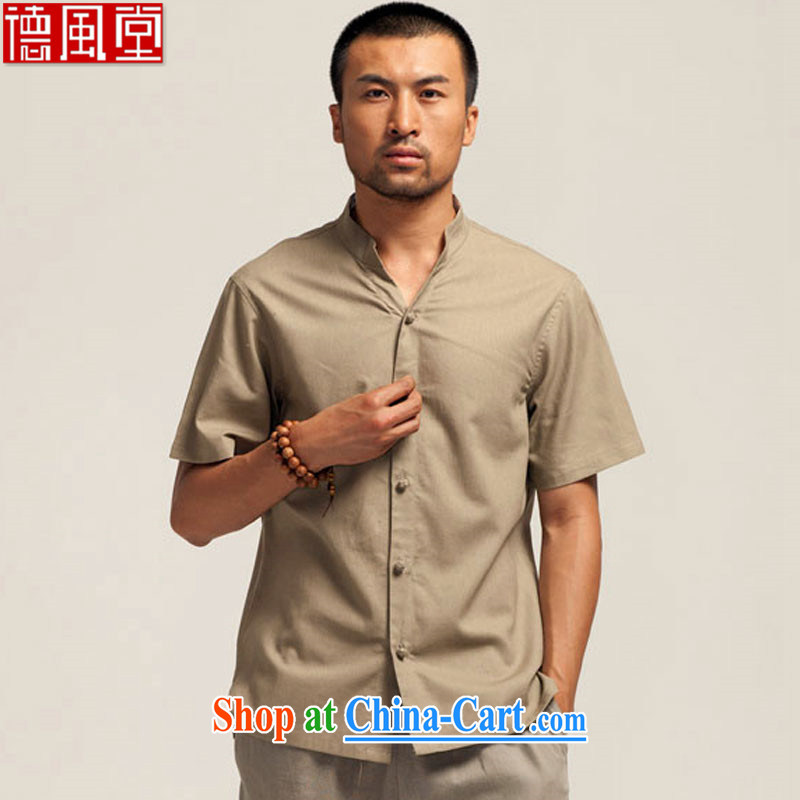 De wind turbine hall fame China wind cotton Ma improved men's Chinese 2015 summer short-sleeved T-shirt Chinese shirt green M