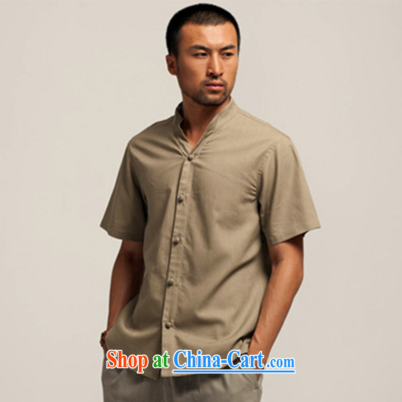 De wind Hall fame China wind cotton the commission improved men's Chinese 2015 summer short-sleeved T-shirt Chinese shirt green M, de-tong, and shopping on the Internet