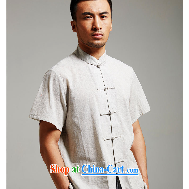 De wind church orphan image 100% Cotton short-sleeved Chinese T-shirt XL new Chinese men's summer 2015 gray XXXL, wind, and shopping on the Internet