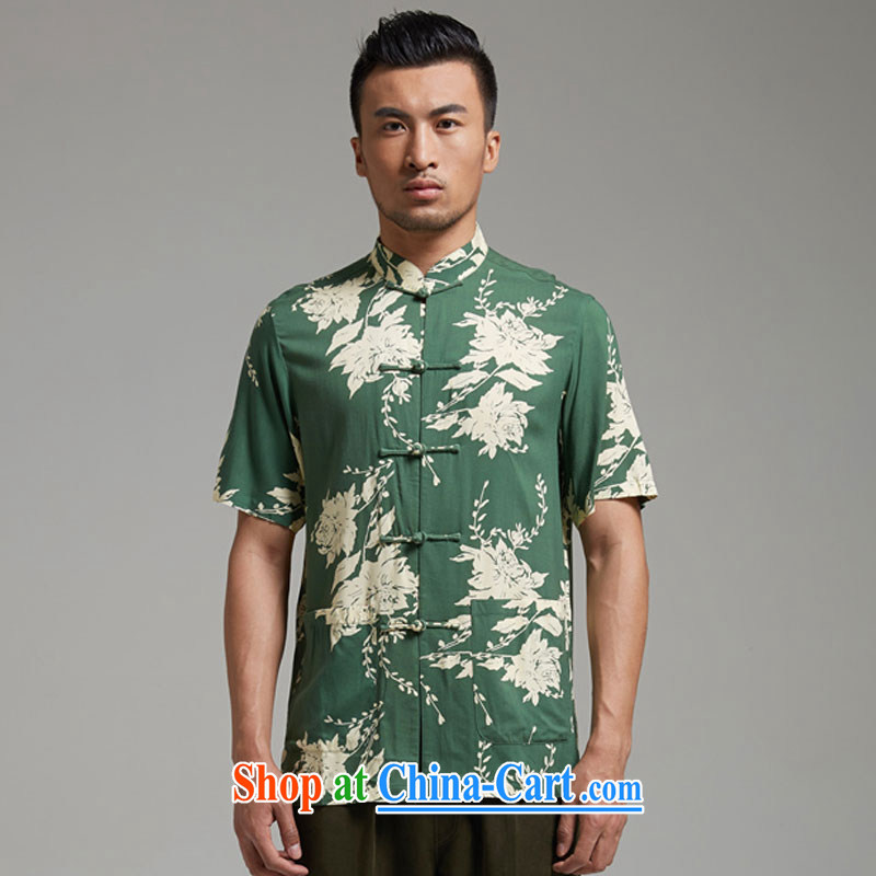 De wind church infected with dust-free short-sleeved Chinese male and T-shirts, summer 2015 new, larger Chinese wind load of Chinese clothing green 4 XL, wind, and shopping on the Internet