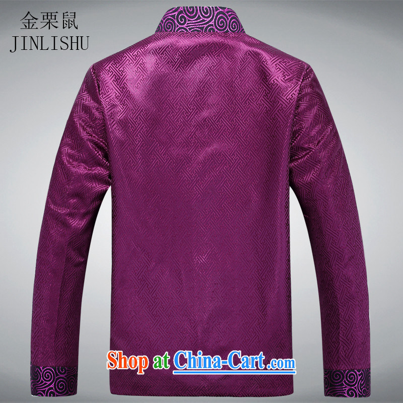 The chestnut mouse tang on China wind men's spring, men Chinese men and elderly father jacket with purple XXXL, the chestnut mouse (JINLISHU), shopping on the Internet