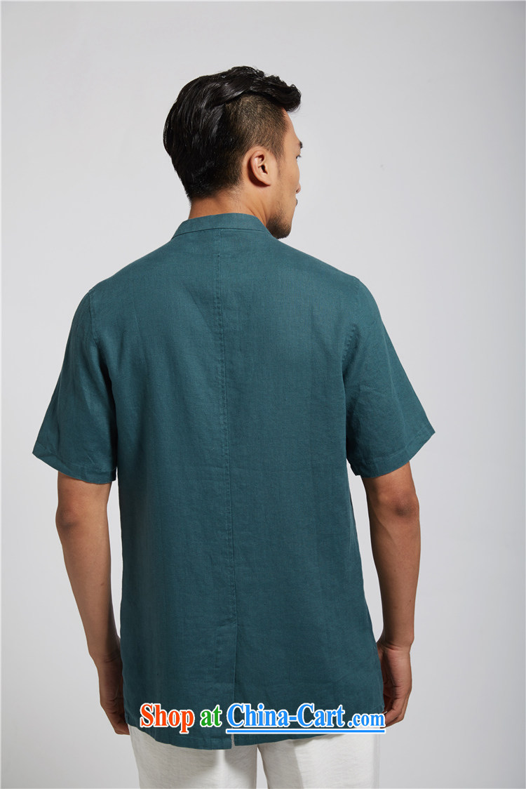 Wind turbine, together with World linen improved Chinese men's short-sleeved Chinese 2015 summer shirt China wind beauty, dark green XXXL pictures, price, brand platters! Elections are good character, the national distribution, so why buy now enjoy more preferential! Health