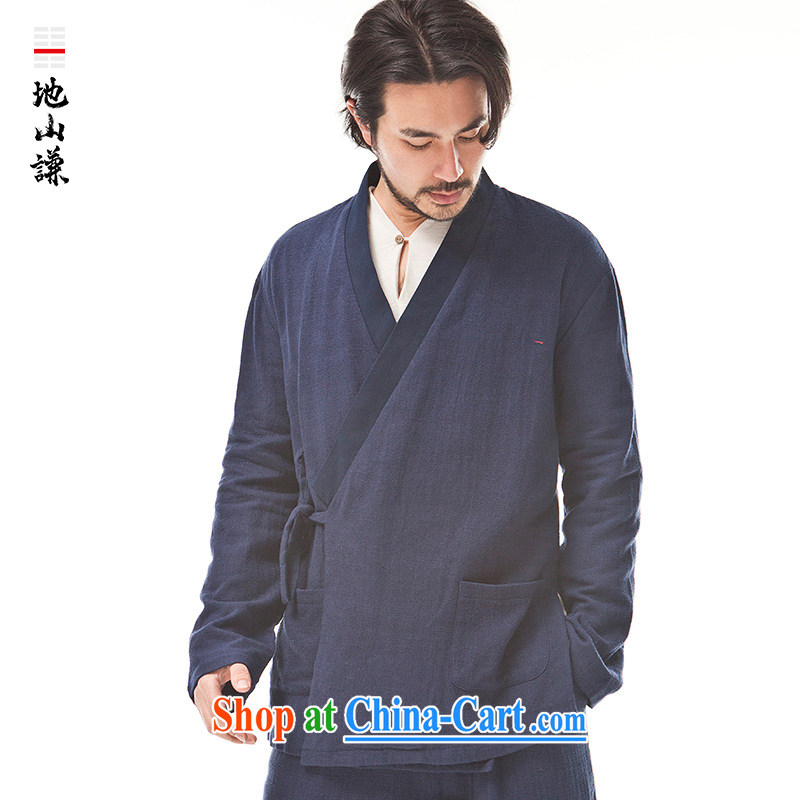 To him, Chinese style in a new, Zen is a flap Han-men and the T-shirt Chinese modern and comfortable spring T-shirt blue dark blue jumbo (XL), mountain-him, and shopping on the Internet
