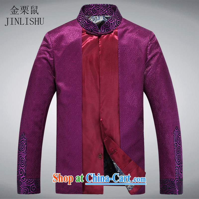 The poppy in the older Chinese long-sleeved jacket spring loaded new male Chinese T-shirt Chinese Tang on the jacket purple 190, the chestnut mouse (JINLISHU), shopping on the Internet