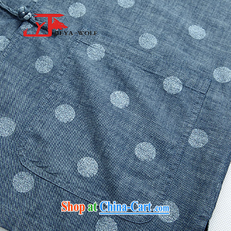 Cheng Kejie, Jacob - Wolf JIEYA - WOLF Chinese men's short-sleeved cotton the Summer dot T-shirt shirt in short, China wind, men with jeans blue 190/XXXL, JIEYA - WOLF, shopping on the Internet