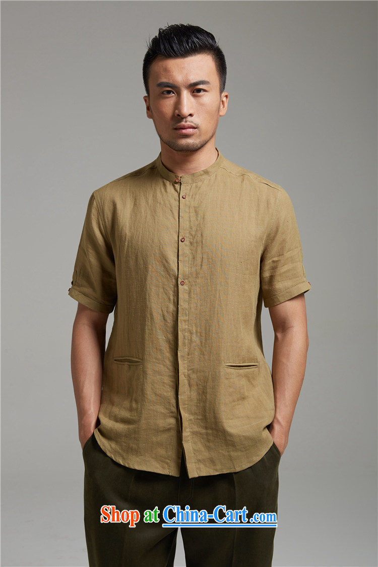 De-tong the dust the Chinese short-sleeve Chinese round-collar casual men's shirts cool breathable China wind 2015 summer the green XXXL pictures, price, brand platters! Elections are good character, the national distribution, so why buy now enjoy more preferential! Health