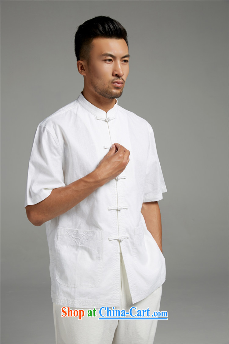 De-tong 100 good cotton Ma Man Tang with white short-sleeved shirt Chinese leisure male Chinese wind 2015 summer white XXXL pictures, price, brand platters! Elections are good character, the national distribution, so why buy now enjoy more preferential! Health