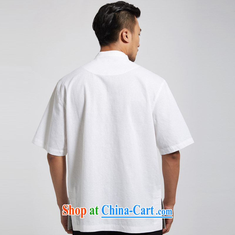 De-tong 100 good cotton the male Chinese white short-sleeved shirt Chinese casual male Chinese wind 2015 summer white XXXL, de-tong, and shopping on the Internet