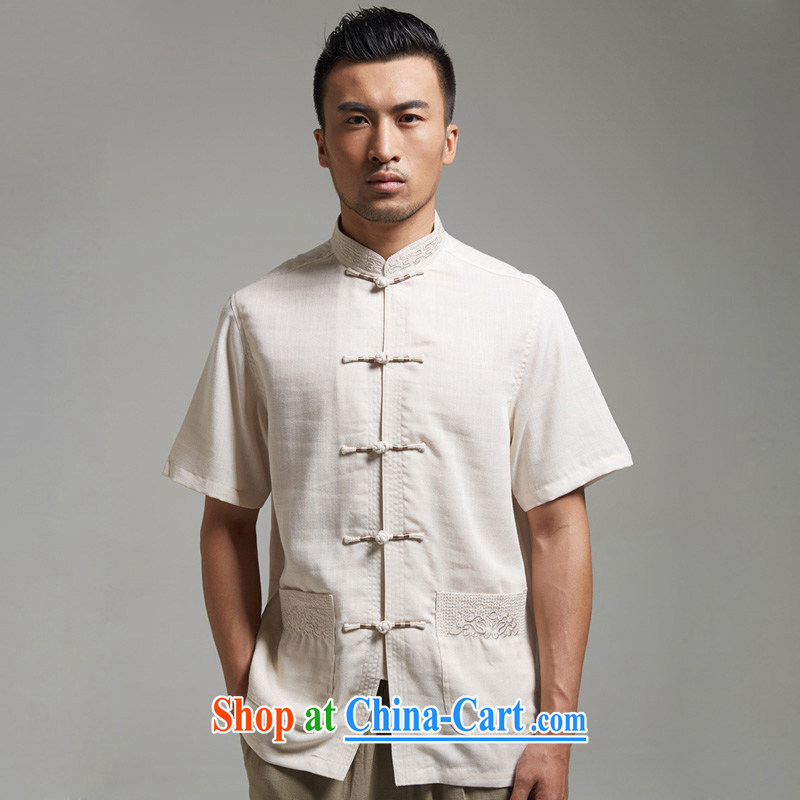 De-Tong Chun-ting summer short-sleeved Chinese 2015 new Chinese leisure and decorated in a Chinese style Cornhusk yellow L, de-tong, shopping on the Internet
