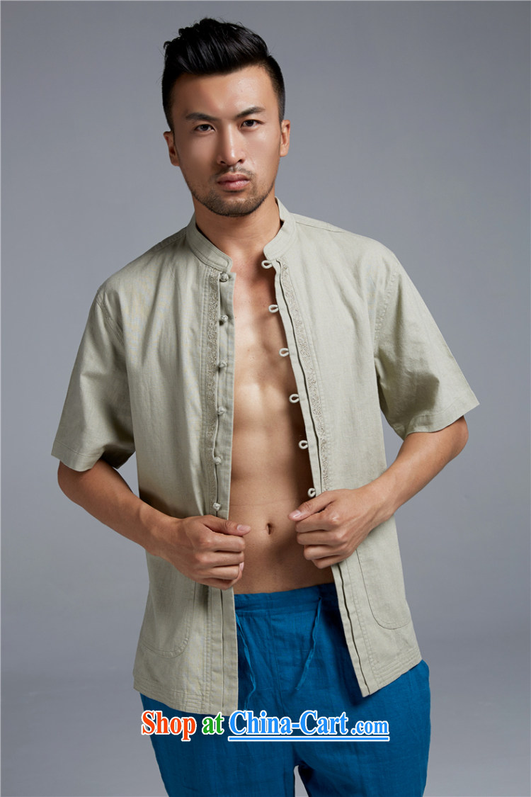 Wind, together with the terrace 2015 summer short-sleeved cotton the male Chinese Chinese, for cultivating small shirt boutique men's light green XXL pictures, price, brand platters! Elections are good character, the national distribution, so why buy now enjoy more preferential! Health
