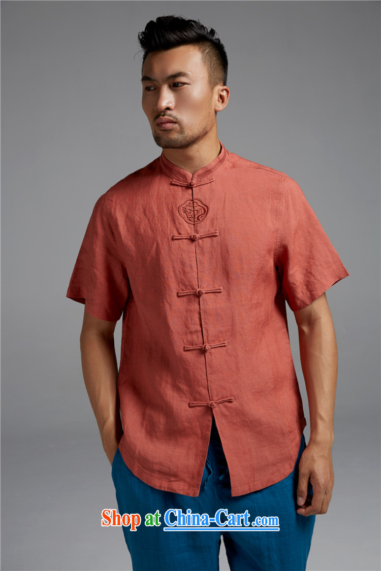 De-Tong Hang Lung linen shirt short-sleeved Chinese New Tray for Chinese men and are decorated in Chinese style summer 2015 orange red XXXL pictures, price, brand platters! Elections are good character, the national distribution, so why buy now enjoy more preferential! Health