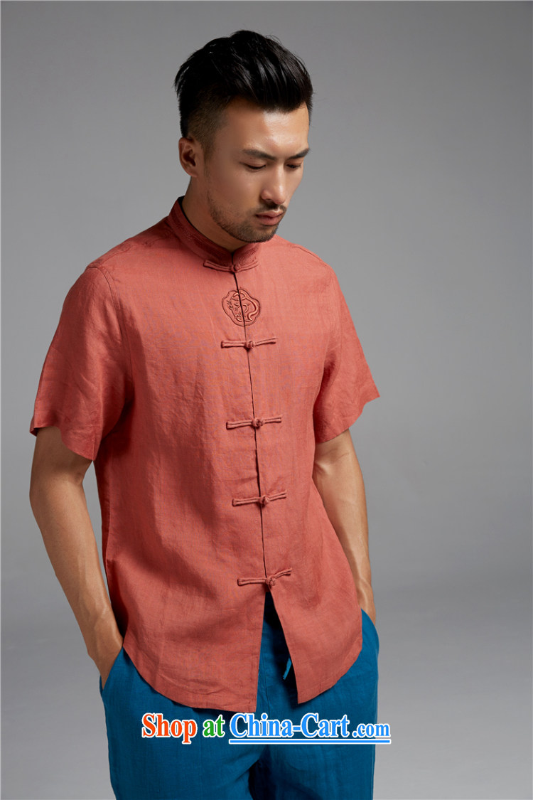De-Tong Hang Lung linen shirt short-sleeved Chinese New Tray for Chinese men and are decorated in Chinese style summer 2015 orange red XXXL pictures, price, brand platters! Elections are good character, the national distribution, so why buy now enjoy more preferential! Health