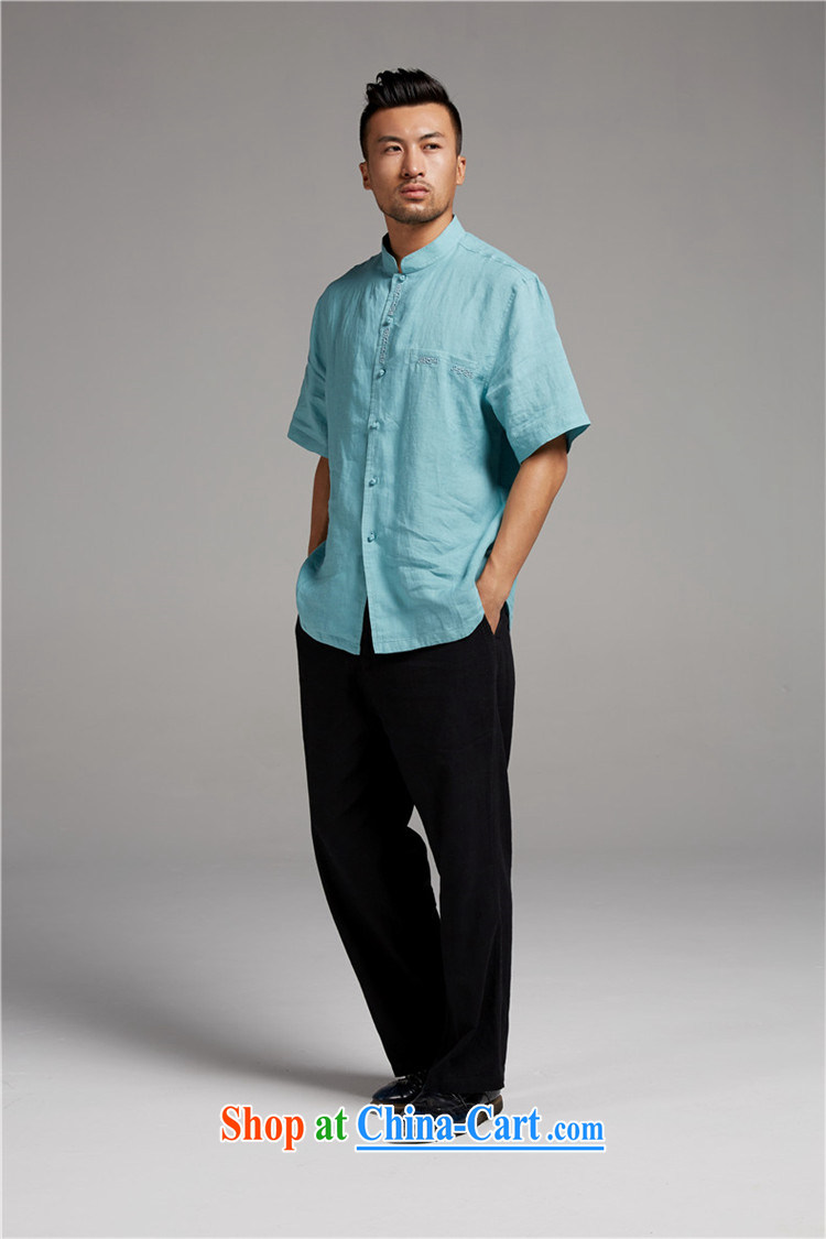 De-Tong Shan-ching, linen collar male Chinese 2015 summer short-sleeve Chinese style Chinese clothing dark XXXL pictures, price, brand platters! Elections are good character, the national distribution, so why buy now enjoy more preferential! Health
