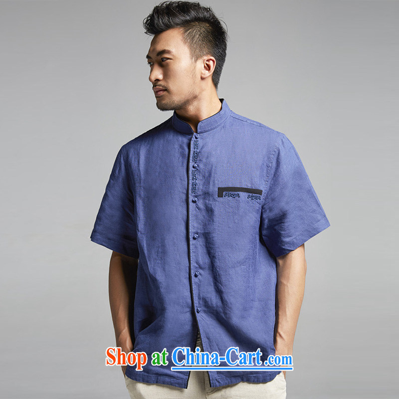 De-Tong Shan-ching, linen collar male Chinese 2015 summer short-sleeve Chinese style Chinese clothing dark XXXL, wind, and shopping on the Internet