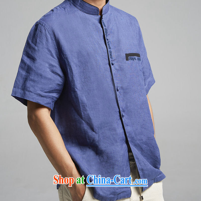 De-Tong Shan-ching, linen collar male Chinese 2015 summer short-sleeve Chinese style Chinese clothing dark XXXL, wind, and shopping on the Internet