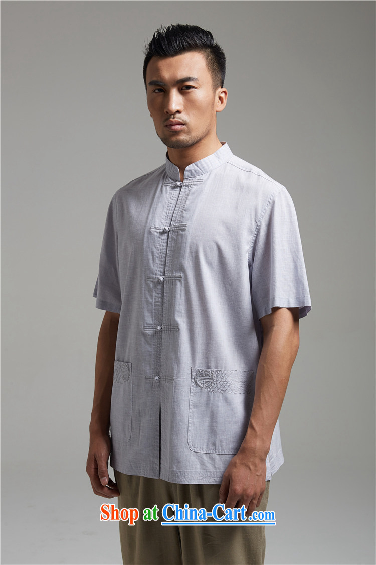 De-tong Standard & Poors Chu cotton MA, for Chinese short-sleeved men's Chinese summer 2015 new Chinese wind and light gray XL pictures, price, brand platters! Elections are good character, the national distribution, so why buy now enjoy more preferential! Health
