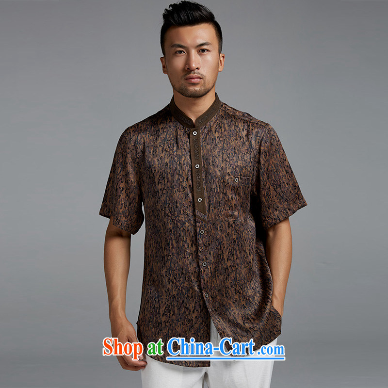 De wind church drunk-lun 2015 Chinese 100% silk anti-wrinkle short-sleeved Chinese men and new leisure boutique China wind suit XXL, de-tong, shopping on the Internet