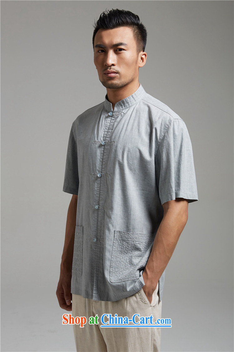 De-tang Eater of Days 2015 Chinese men's short-sleeved summer Chinese elderly in improved Han-Chinese wind and light gray M pictures, price, brand platters! Elections are good character, the national distribution, so why buy now enjoy more preferential! Health