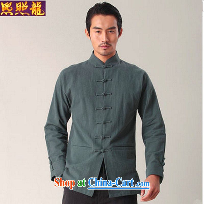 Mr Chau Tak-hay, snapshot men Tang with long-sleeved T-shirt solid T-shirt China wind units, the Commission brought shirt stylish Han-tang and the dark XL