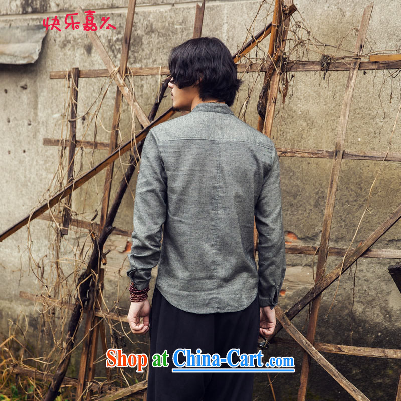 Card, men's leisure, shirt for spring 2015 New Product China wind wooden tie, collar shirt C 25 dark gray XL, happy, and shopping on the Internet