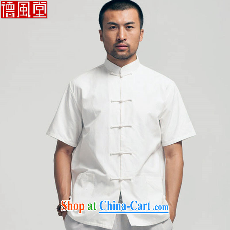De wind hall of cotton 2015 cotton muslin short-sleeve Chinese shirt and short summer load half sleeve elegant comfortable Chinese Wind and white L