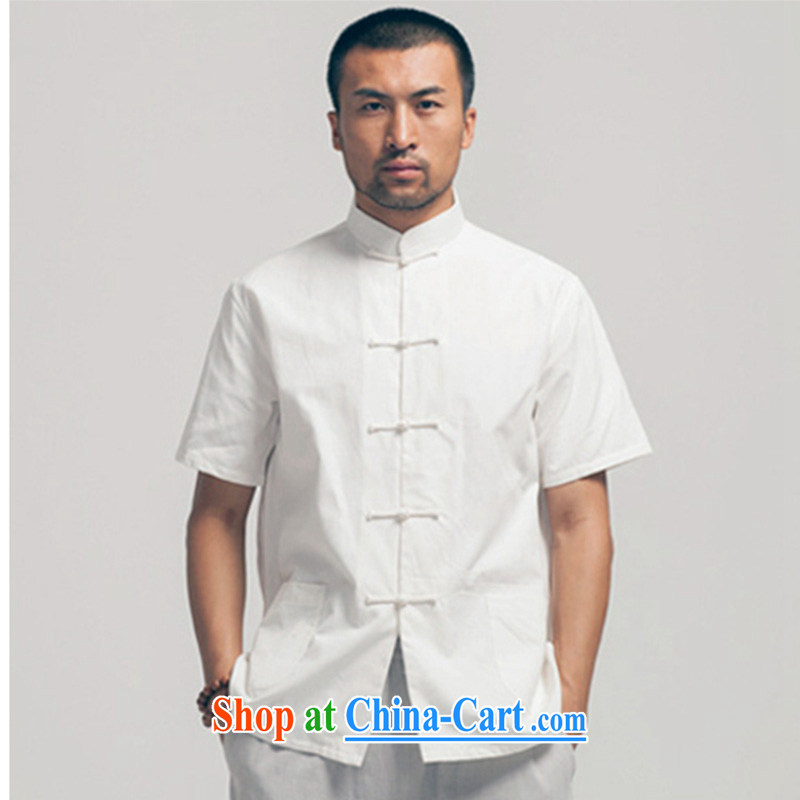 De wind hall of cotton 2015 cotton muslin short-sleeve Chinese shirt and short summer load half sleeve elegant comfortable China wind men's white L, de-tong, shopping on the Internet